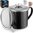 thumbnail image 1 of Zulay Kitchen Bacon Grease Container With Strainer - 1L Stainless Steel Cooking Oil Container With Lid & Handle - Large Ghee Container or Bacon Fat Container Perfect For Storing Fats & Frying Oils Black, 1 of 9