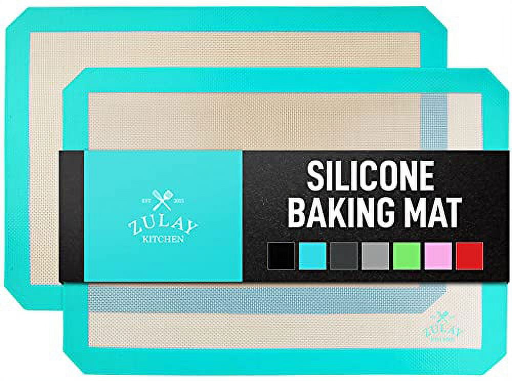 Zulay Kitchen (2 Pack) Silicone Baking Mat Sheet Set - Blue