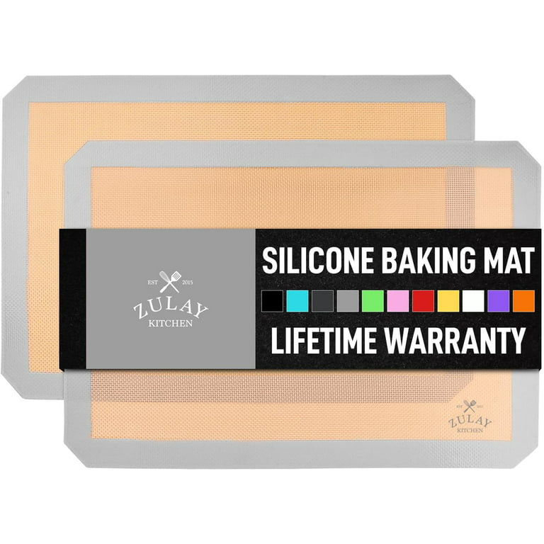 Zulay Kitchen Silicone Baking Mat Sheet - 2 Pack - Light Gray - 66