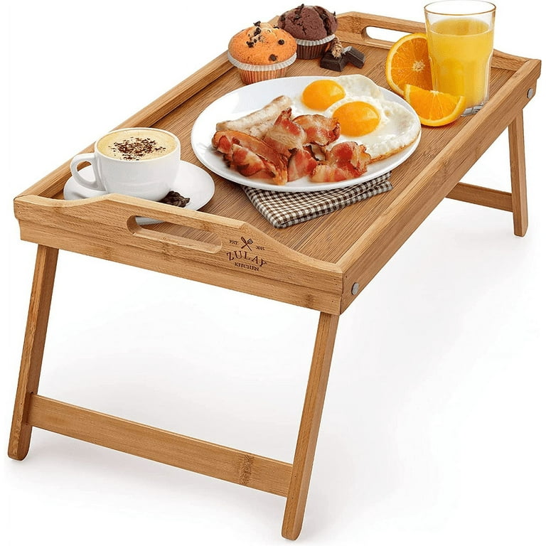 Zulay Kitchen Breakfast Tray with Folding Legs Bamboo