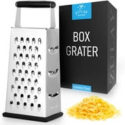 Zulay Kitchen Box Grater Stainless Steel 4 Sided Cheese Grater Box with Handle