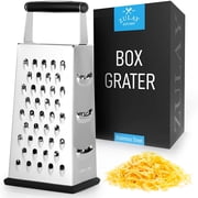 Zulay Kitchen Box Grater Stainless Steel 4 Sided Cheese Grater Box with Handle