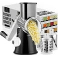 thumbnail image 1 of Zulay Kitchen Cheese Grater Hand Crank, Grater For Kitchen With Reinforced Suction - Rotary Cheese Grater With 3 Replaceable Stainless Steel Blades, Black, 1 of 6