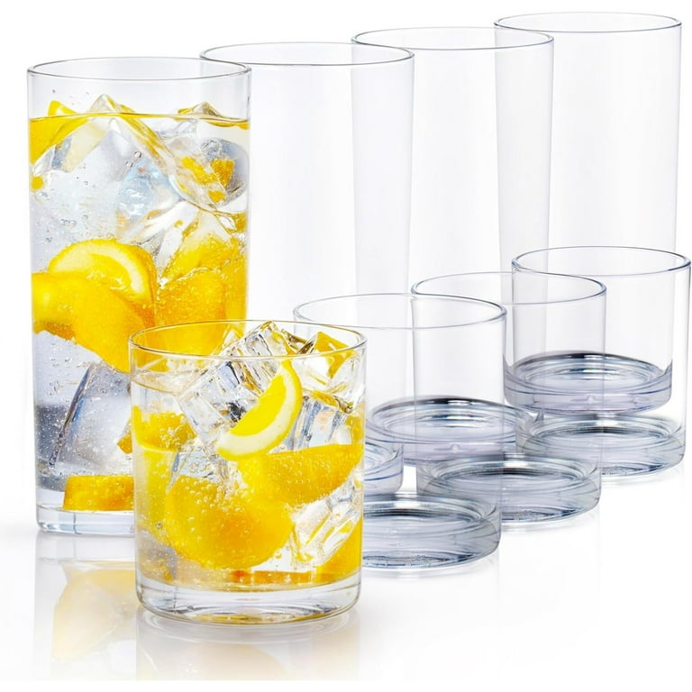Zulay Kitchen Acrylic Tumbler Glass Set, Set of 8, Dishwasher Safe