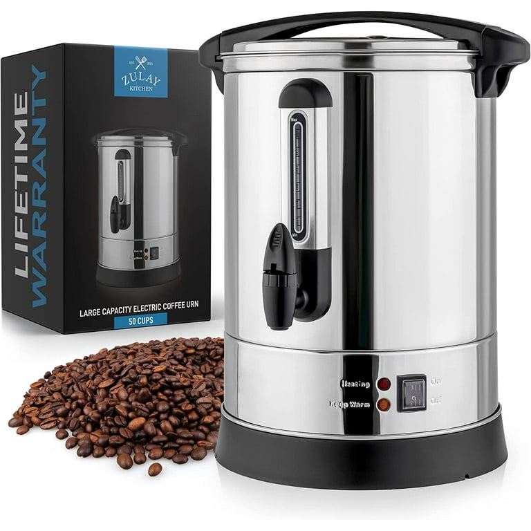Zulay Kitchen Coffee Urn Stainless Steel 50 Cup Commercial Coffee Dispenser  for Coffee and Tea 