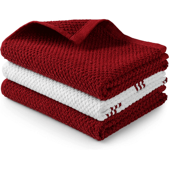Zulay Kitchen Dish Towels - 15"x25" Square 3 Pack