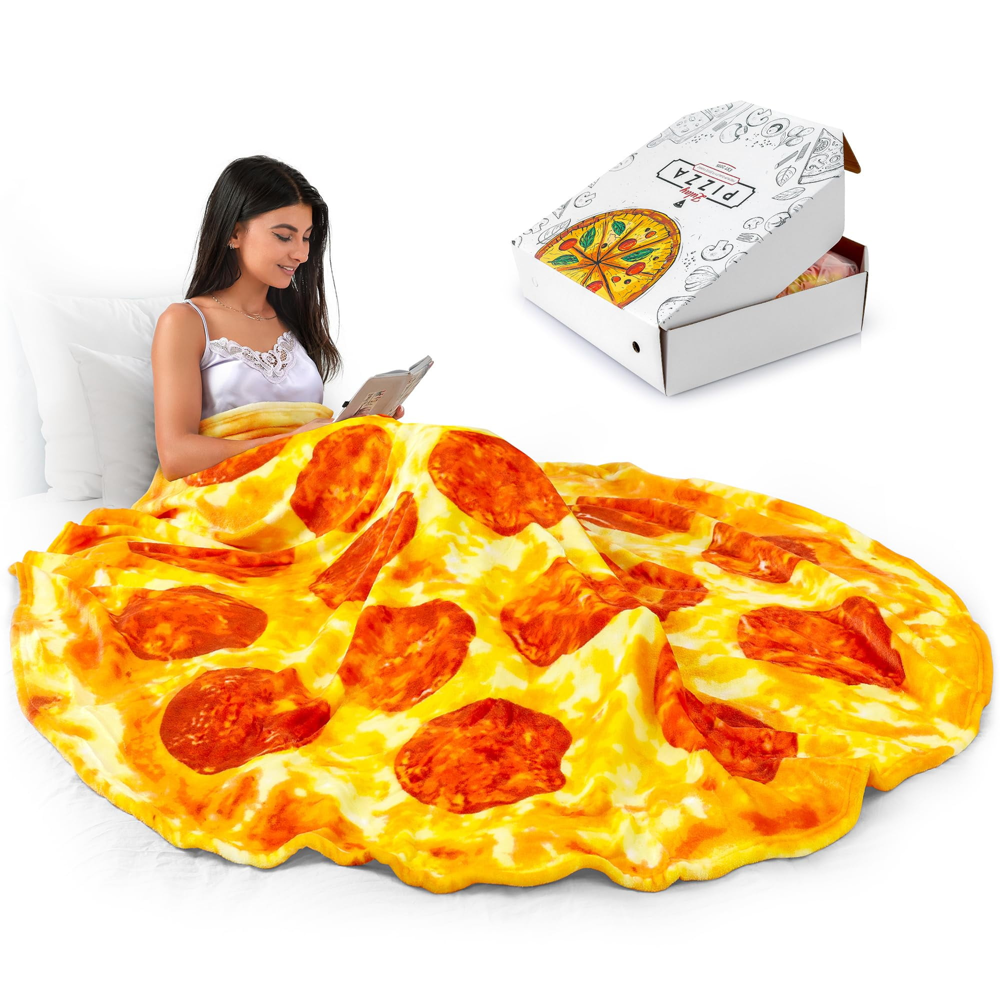 Zulay Kitchen Double Sided Novelty Blanket 60 Inch Pepperoni