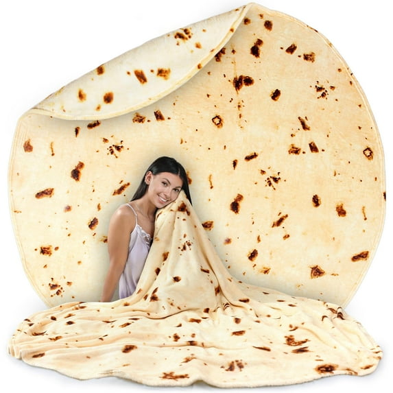 Zulay Kitchen Double Sided Round Tortilla Blanket, Novelty Blanket Throw - 60 Inch