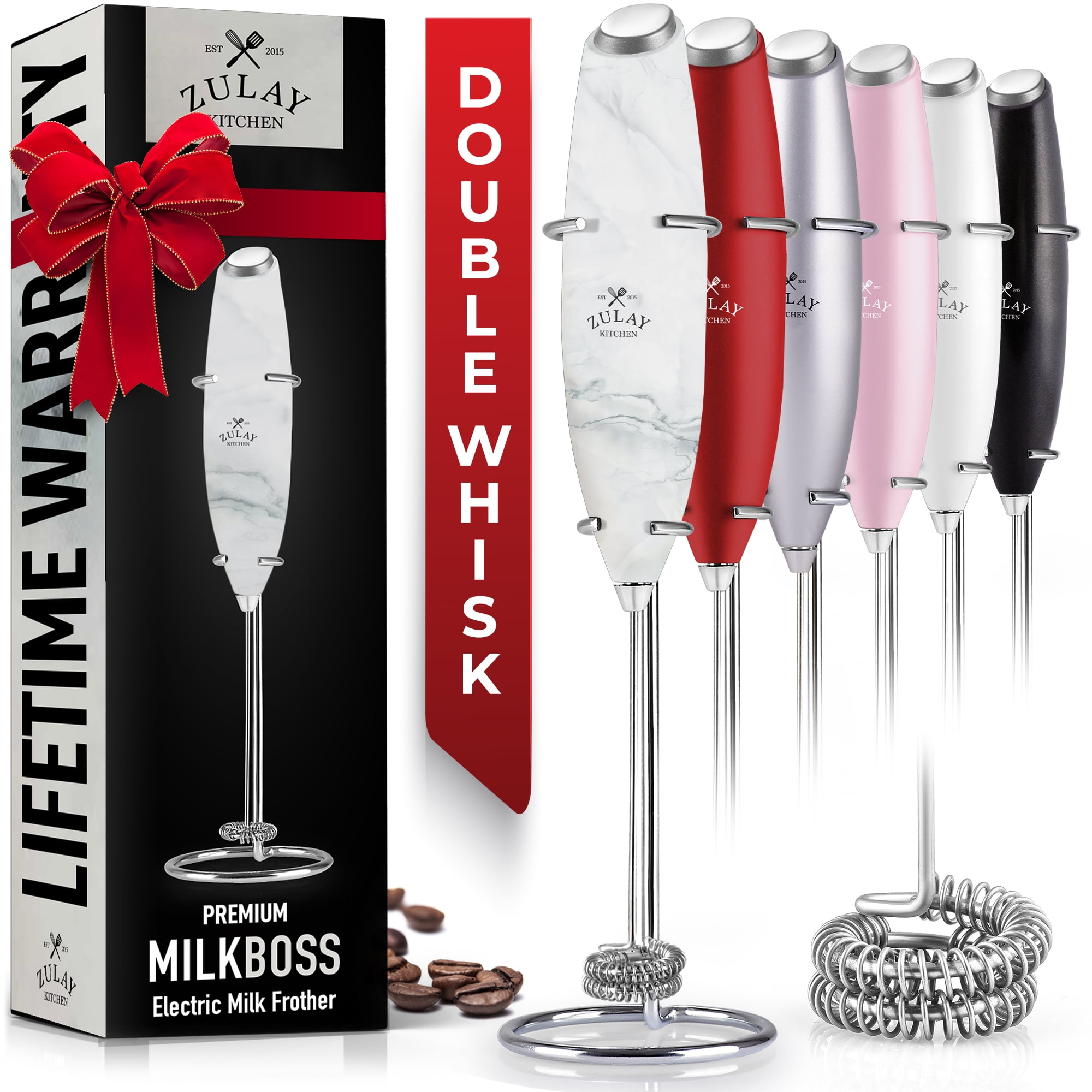 Zulay Kitchen Double Whisk Milk Frother With Stand - Black, 1 - Kroger