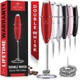 thumbnail image 1 of Zulay Kitchen Double Whisk Milk Frother Handheld Mixer - High Powered Frother For Coffee - Red, 1 of 6