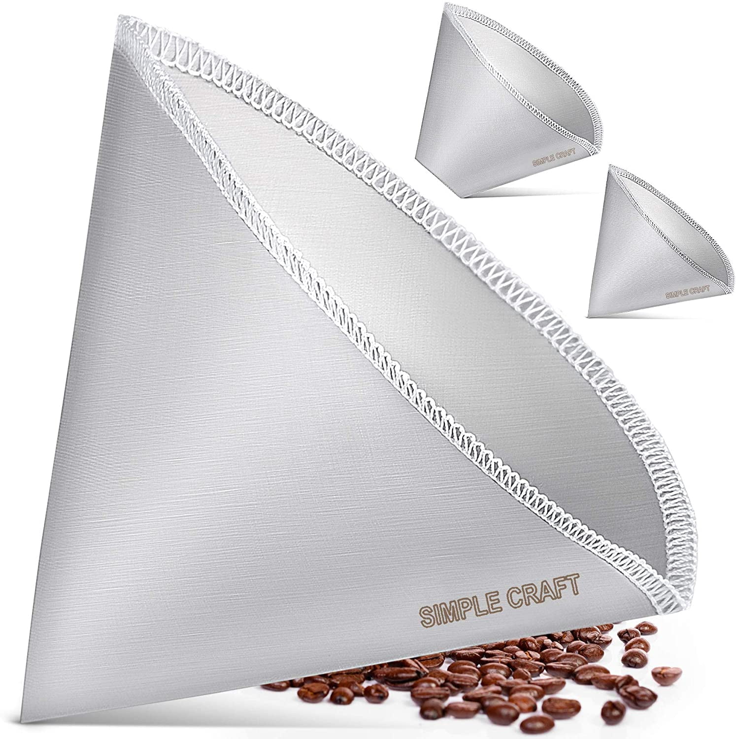 Gold Tone Reusable Stainless Steel Cone Coffee Filter #1