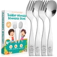 thumbnail image 1 of Zulay Kitchen Flatware Set Stainless Steel Spoons & Forks for Children - 4 Piece Set (2 Forks & 2 Spoons), 1 of 9