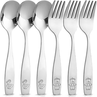 ANNOVA Kids Silverware 6 Pieces Children's Safe Flatware Set Stainless  Steel - 3 x Forks, 3 x Children Tablespoons, Toddler Utensils, Metal  Cutlery Set for LunchBox (Engraved Dog Bunny) 