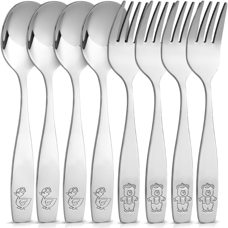 Zulay Kitchen Flatware Set Spoons & Forks for Toddlers 8 Piece Set