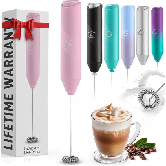 Zulay Kitchen Milk Frother Handheld Battery Operated – Electric Drink Mixer for Coffee, Lattes, Cappuccinos, Matcha & Hot Chocolate – Portable Foam Maker & Coffee Bar Accessory
