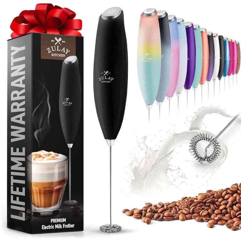 Zulay Kitchen, Handheld Milk Frother, Titanium Motor, Black