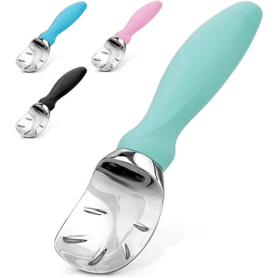 Zulay Kitchen Ice Cream Scooper Stainless Steel Soft Easy Handle and Built-in Lid Opener - Mint