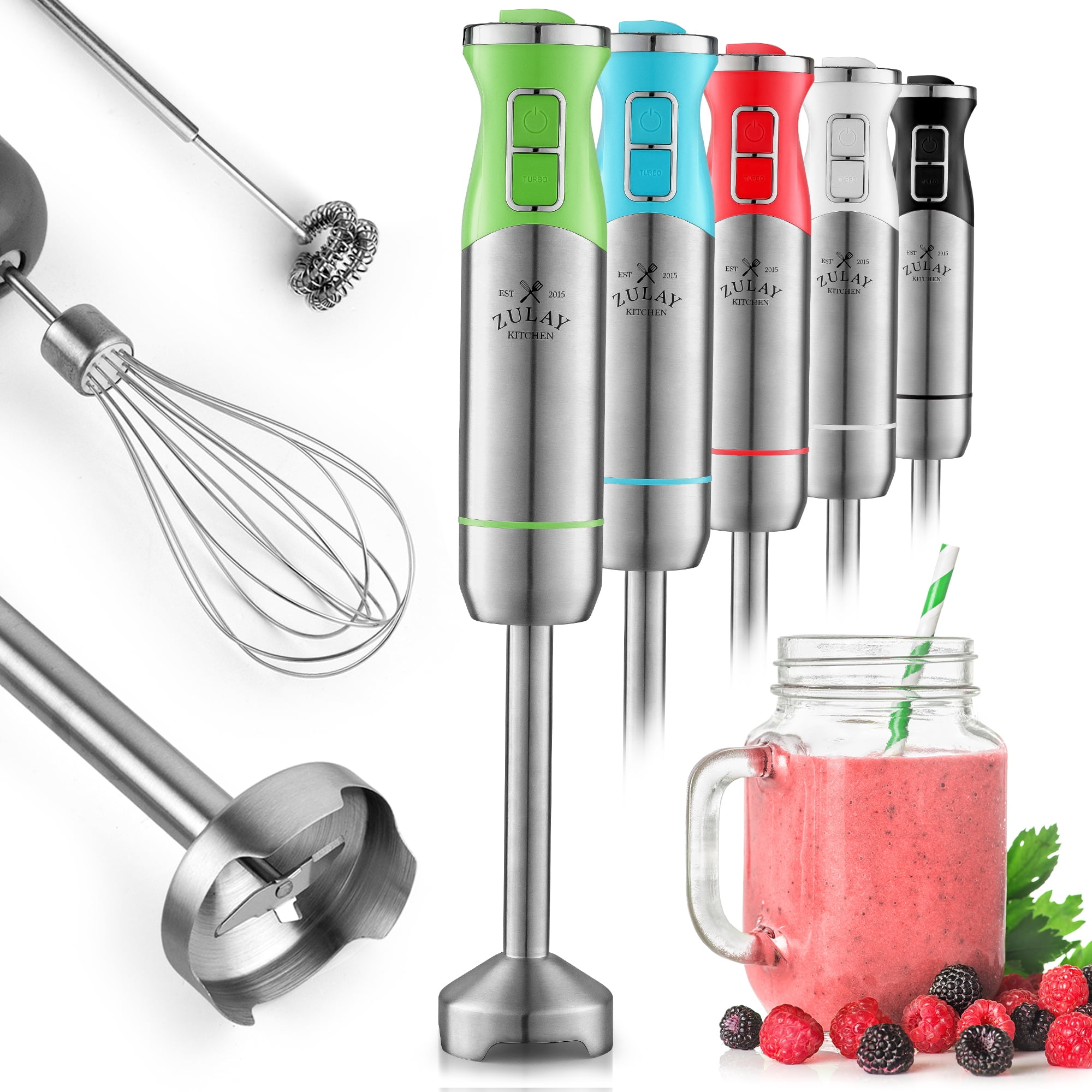 CHEFX 5-in-1 Immersion Blender - 9 Speed Ultra Powerful Stainless Steel Hand  Mixer for Kitchen - Electric Handheld Stick Frother - Chop/Grind/Whisk/Froth/Blend  - Turbo Mode - Food Grinder + Container - Yahoo Shopping