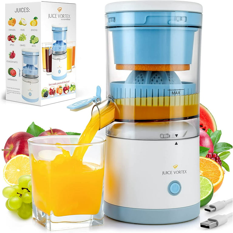 Zulay Kitchen Juice Vortex Lemon & Orange Juicer - Electric Citrus Squeezer  & Presser - Rechargeable Juicer Machine - Wireless Portable Juicer - USB  Charger & Cleaning Brush Included (Blue/White) 