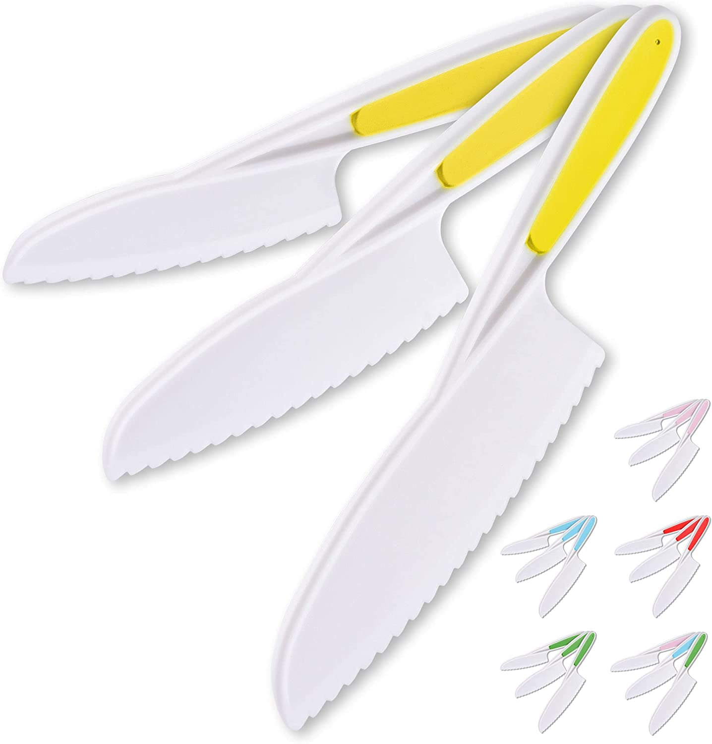 Zulay Kitchen Kids Knife Set 3-Piece for Cooking Cutting Fruits Veggies & Cake Starter Knife Yellow