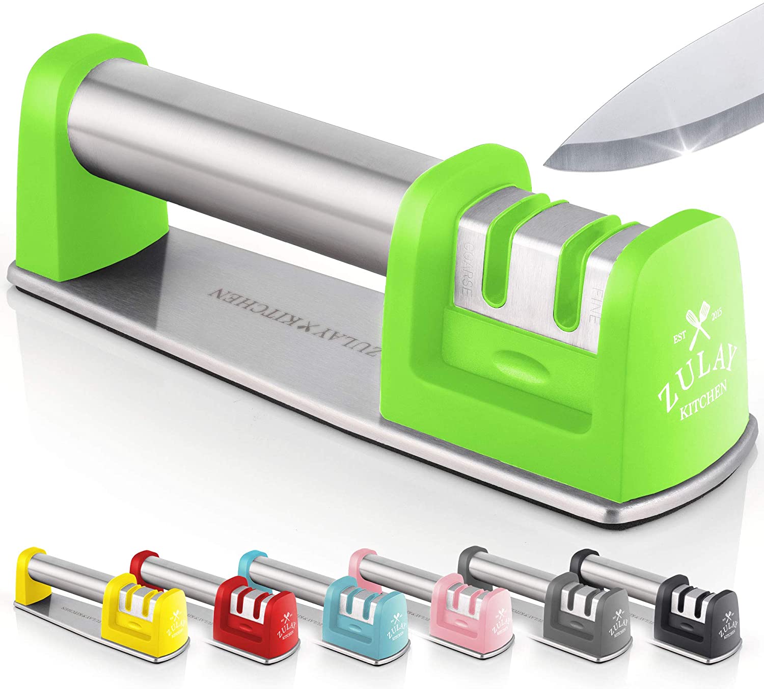 MDHAND Knife Sharpener for Straight and Serrated Knife, Safe 3Stage