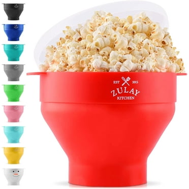 Zulay Kitchen Large Microwave Popcorn Maker BPA Free Silicone Popcorn Popper Collapsible Red