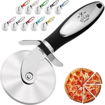 Zulay Kitchen Large Pizza Cutter Wheel Stainless Steel Pizza Slicer Non-Slip Handle Black