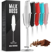 Zulay Kitchen Milk Boss Milk Frother with Holster Stand - White