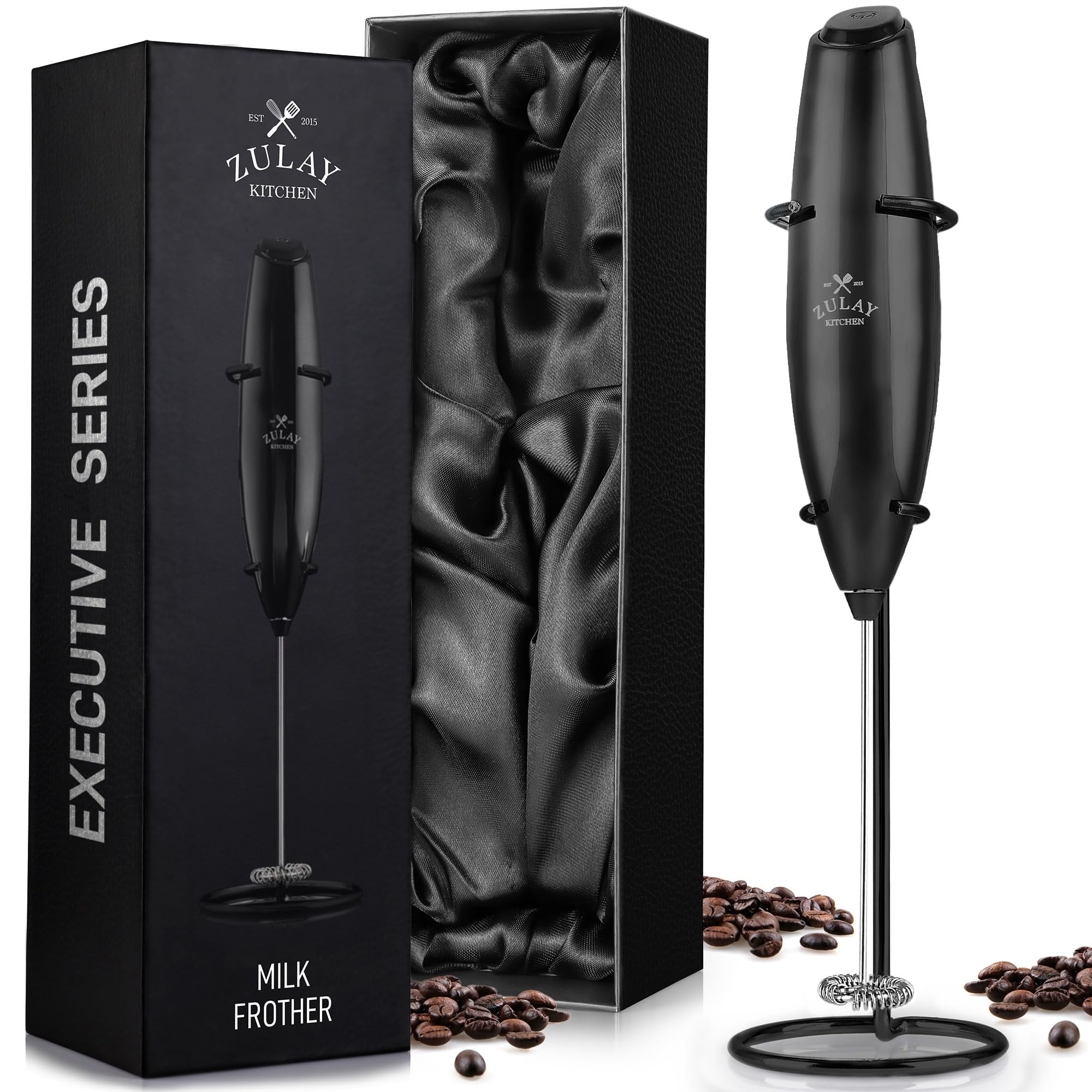 JEEXI Pro Milk Frother Handheld With Stand - Powerful Coffee Frother  Electric Handheld Mixer & Foam Maker - Battery Operated Frother For Coffee,  Lattes, Matcha & More 