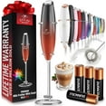 thumbnail image 1 of Zulay Kitchen Milk Frother with Batteries 4pcs Duracell Included - Handheld Milk Frother Wand Drink Mixer for Coffee, Latte cappuccino, Tea, Hot Chocolate, 1 of 8