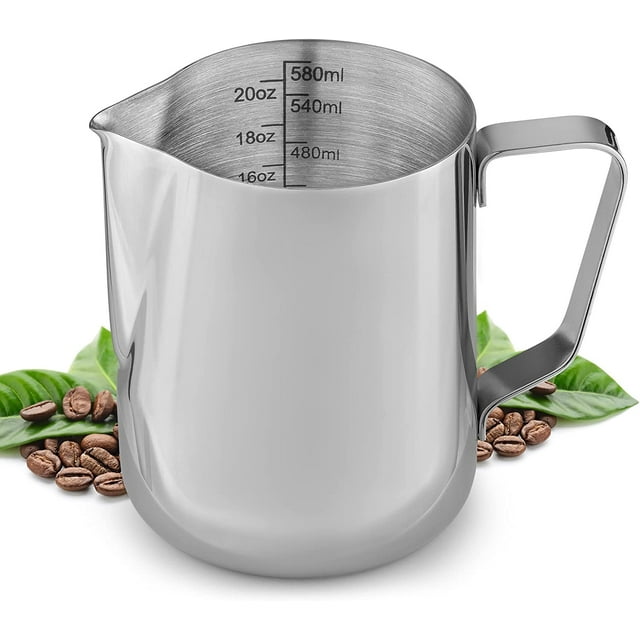 Zulay Kitchen Milk Frothing Pitcher Milk Frother Silver Steamer Cup
