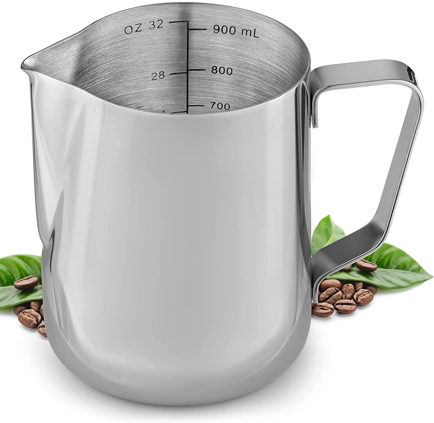 Zulay Kitchen 12oz Stainless Steel Milk Frothing Pitcher - Milk Frother Cup  - Easy-to-Clean Espresso Accessories - Easy-to-Read Creamer Measurements 