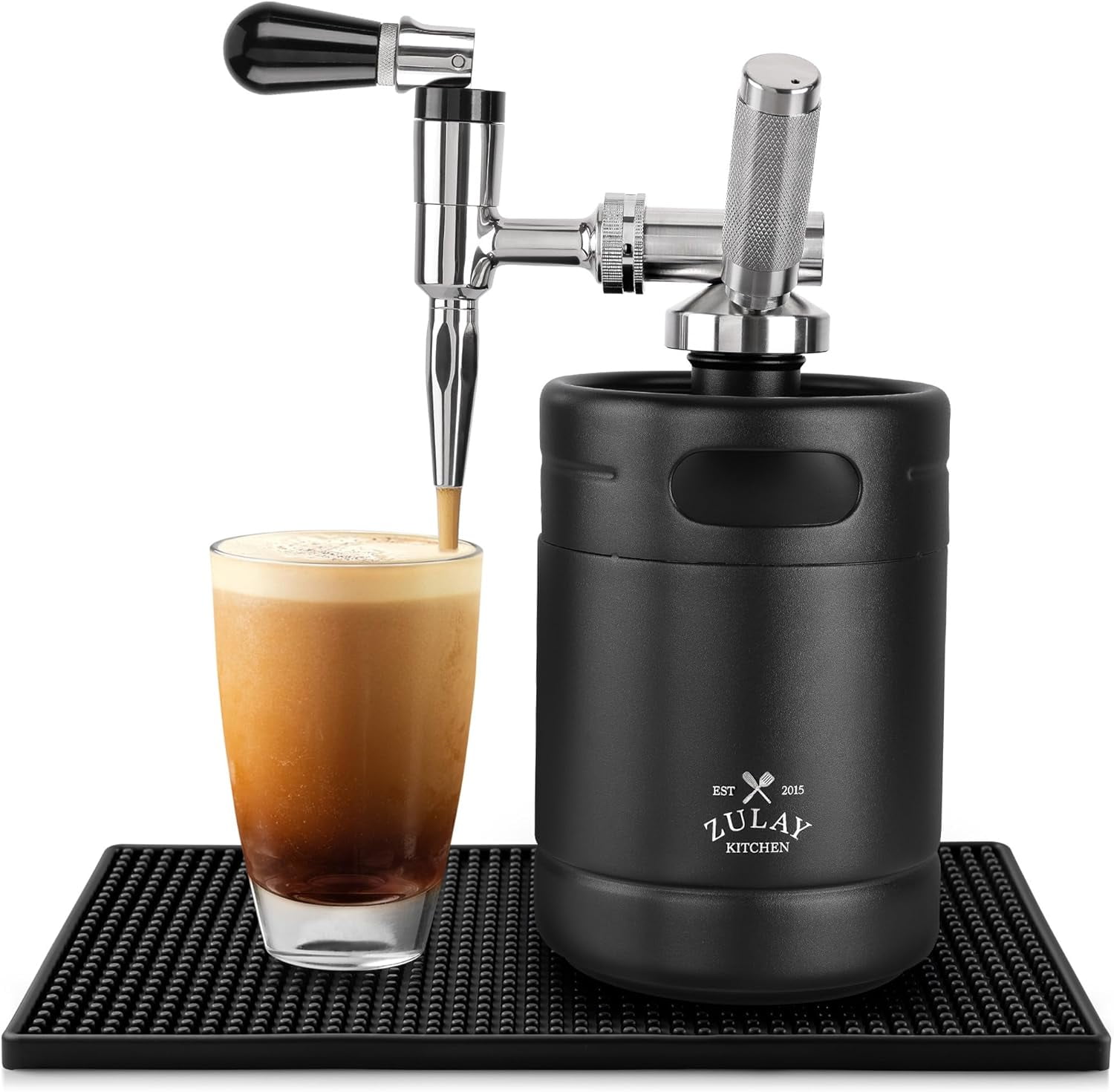 Black Stainless Steel Nitro Cold Brew Coffee Maker with Creamer Faucet