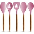thumbnail image 1 of Zulay Non-Stick Silicone Utensils Set with Authentic Acacia Wood Handles - 5 Piece Silicone Cooking Utensils Set - Pink, 1 of 9