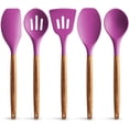thumbnail image 1 of Zulay Kitchen Non-Stick Cooking Utensils Set with Authentic Acacia Wood Handles – 5-Piece Durable & Stylish Silicone Kitchen Utensils Set – Heat Resistant to 464°F, 1 of 9