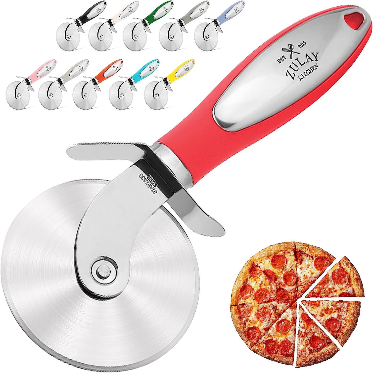 Zulay Kitchen Pizza Cutter Wheel with Stainless Steel blade and guards