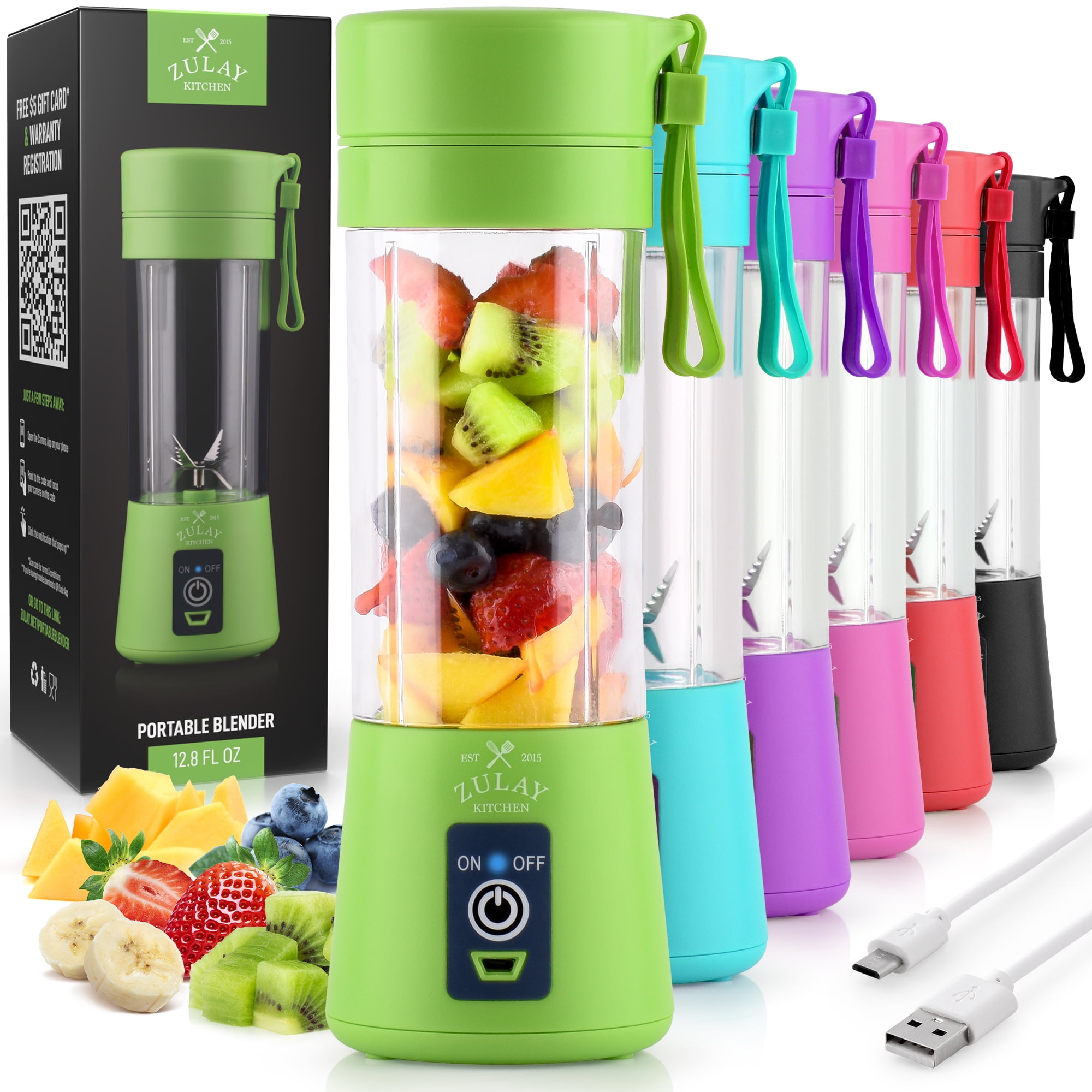 Zulay Kitchen Portable Blenders for Shakes and Smoothies 13 fl oz/380ml -  Green