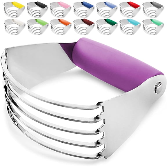 Zulay Kitchen Professional Dough Blender & Pastry Cutter Stainless Steel Dishwasher-Safe Violet