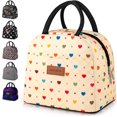 thumbnail image 1 of Zulay Kitchen Reusable Insulated Lunch Tote Bag - Beige with Hearts, 1 of 7