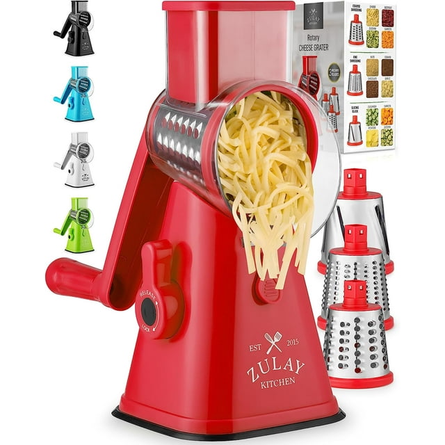 Zulay Kitchen Rotary Cheese Grater Cheese Shredder 3 Replaceable