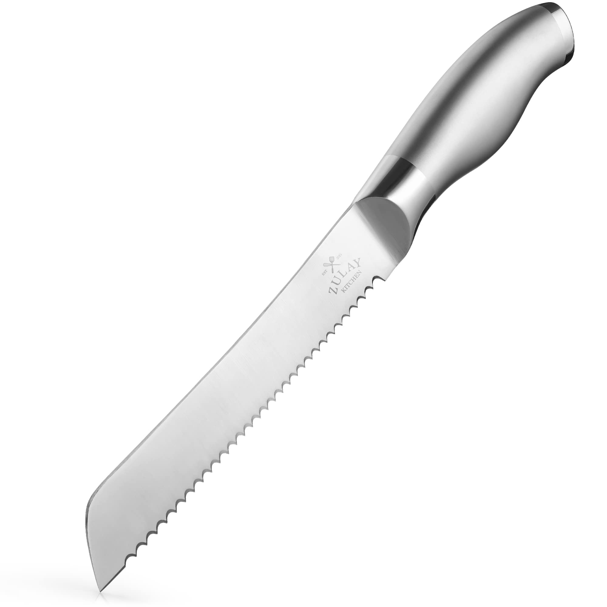 Zulay Kitchen Serrated Bread Knife Stainless Steel Bread Cutter, 8inch Blade with 5inch
