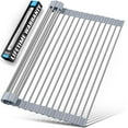 thumbnail image 1 of Zulay Kitchen Silicone Coated Stainless Steel Over Sink Roll-up Dish Drying Rack (17” x 13”, Gray), 1 of 6