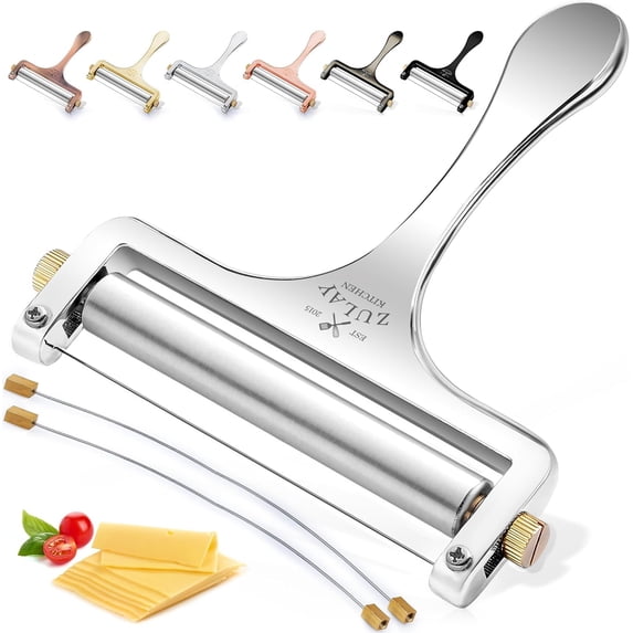 Zulay Kitchen Wire Cheese Slicer with Adjustable Thickness Stainless Steel - 2 Extra Wires Included - Silver