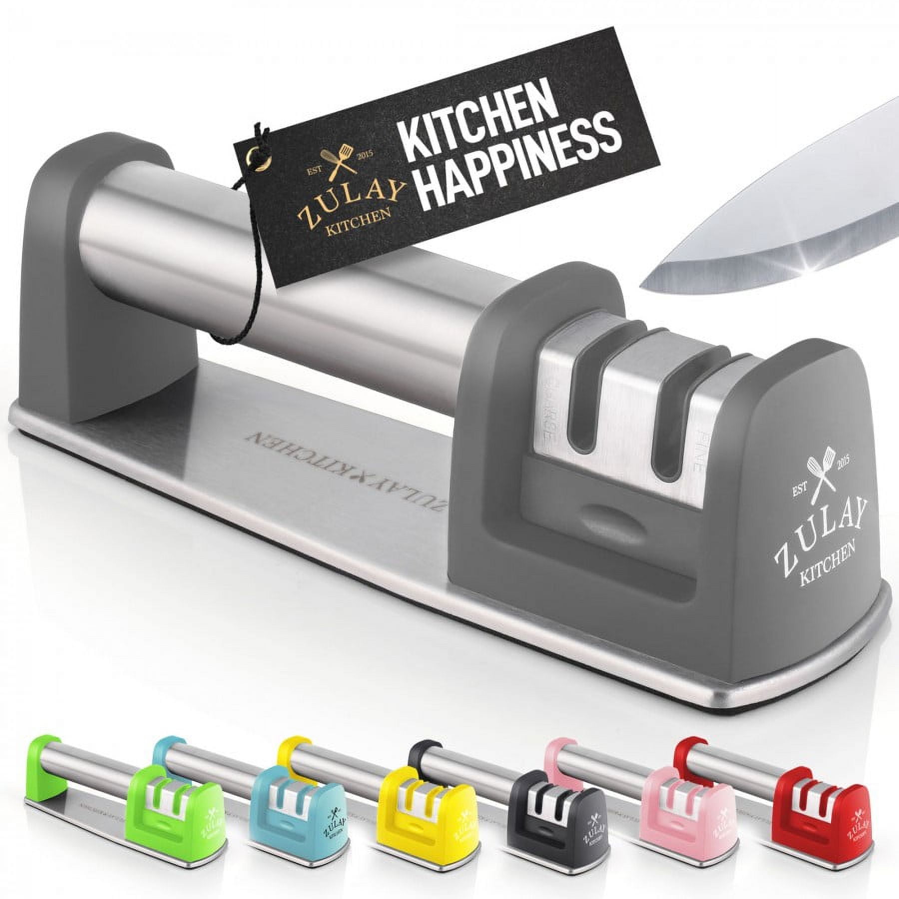 Kitchen Knife Sharpeners for Kitchen Knives and Scissors,2023 Best 4 in 1[4 stages]Blade Senzu Sharpener,Easy Manual Shapening, Polish Blades