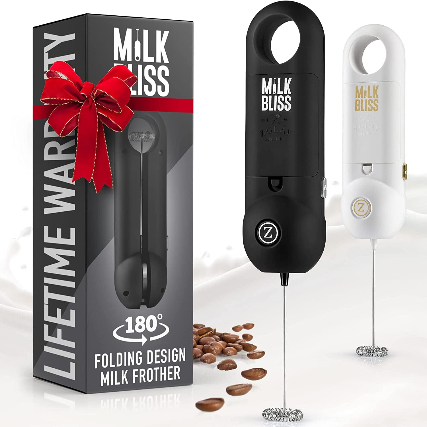 Milk Bliss 180 Degree Foldable Milk Frother Black/Silver