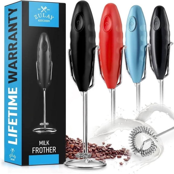 Zulay Milk Boss Double Grip Milk Frother - Handheld Double Grip Design for Secure and Comfortable Handling, No Stand
