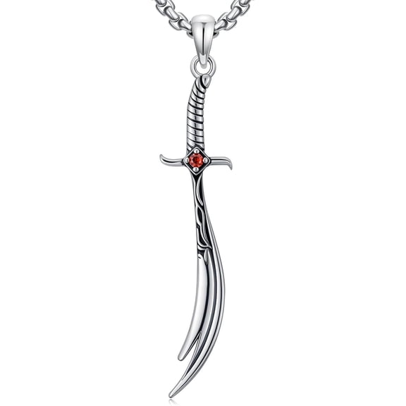 Zulfiqar Sword Necklace 925 Sterling Silver Islamic Ali Zulfiqar Pendant Muslim Jewelry for Men