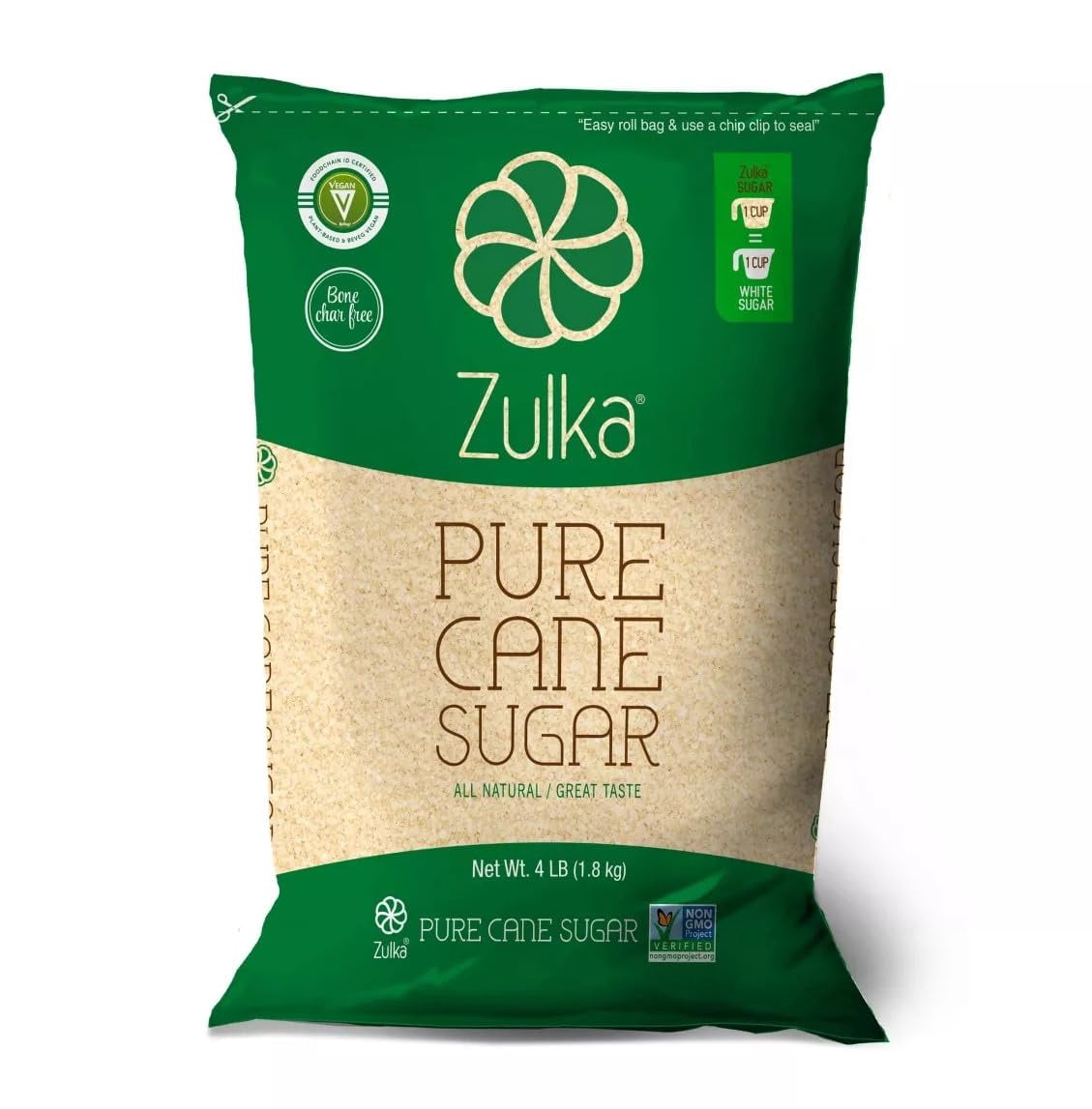 チリ　Sugar Zulka Morena Pure Cane Sugar - 4 lb Bag (Pack of 2) | Azúcar
