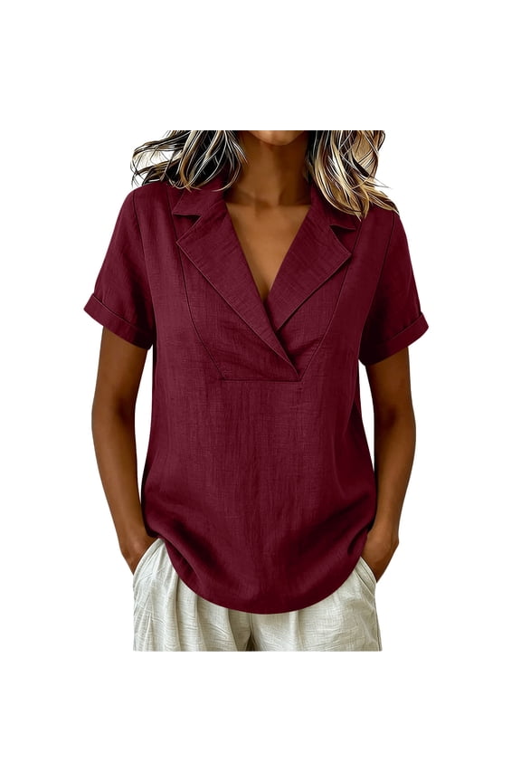 Women Classic Notched Lapel Short Sleeve Casual Blazer Top