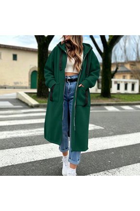Women Oversized Long Hooded Zipper Maxi Cardigan Jacket